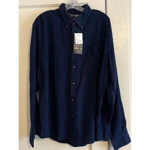 Classic Rugged Wear Men’s Shirt 2XL Navy Blue Flannel Cotton Workwear Cabincore